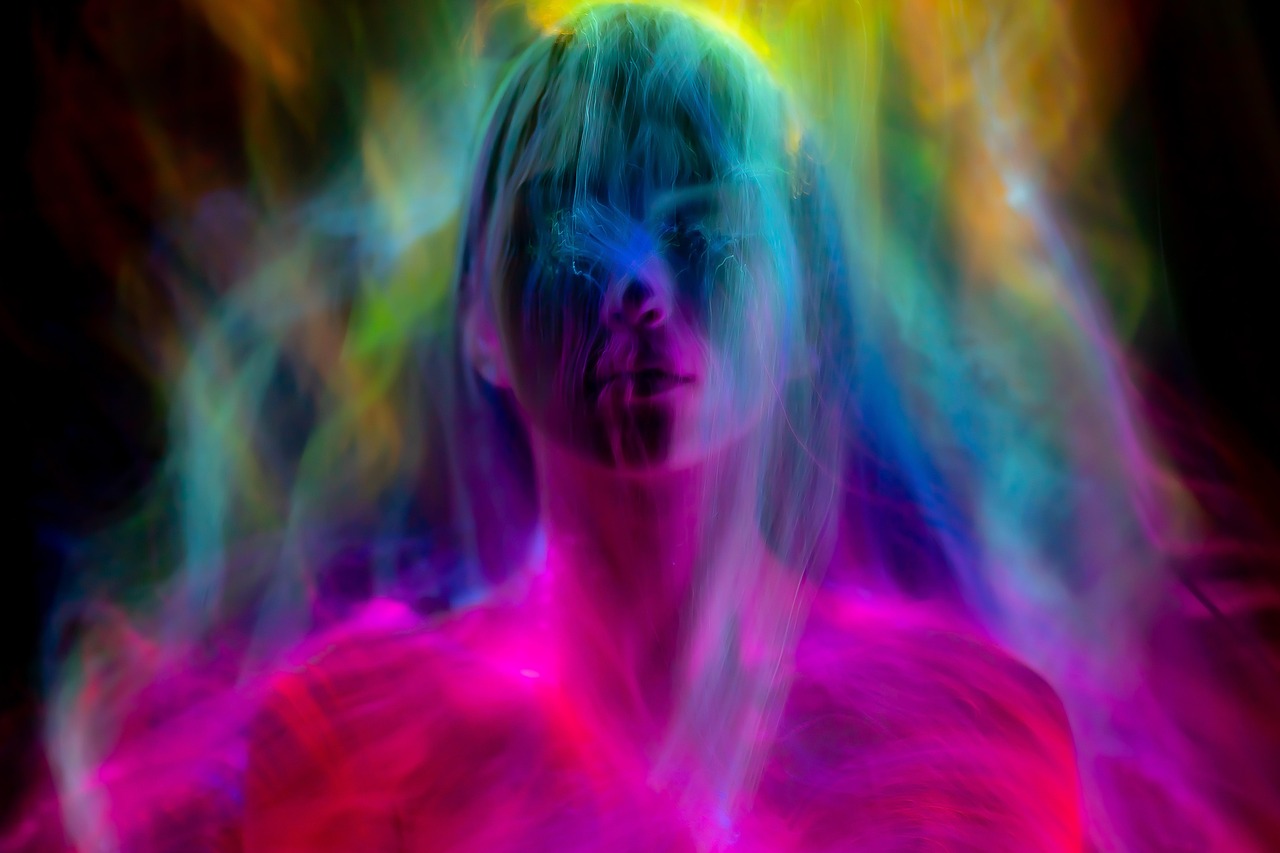 girl, portrait, neon